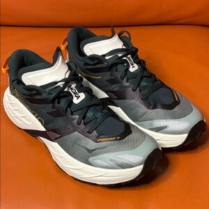 Hoka Speedgoat 7 Trail Shoes - Teal Green, White, Black, Orange Pull